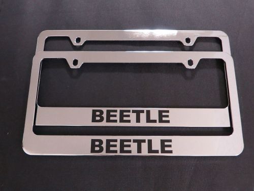 2 vw beetle stainless steel chrome license plate frame + screw caps