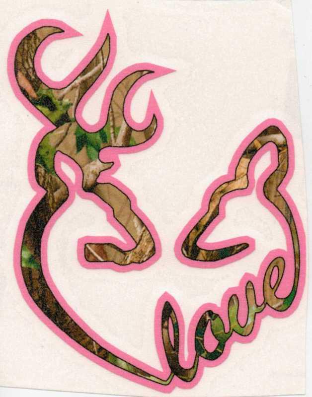 ~new item ~ deer heart love camo with pink outline vinyl decal / sticker 
