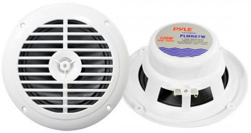 Pair plmr67w pyle 6-1/2&#039;&#039; dual cone waterproof stereo speaker system kit (white_