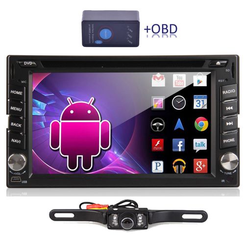Double 2din android 4.4 car gps obd2 stereo dvd player 6.2&#034; 3g wifi usb + camera