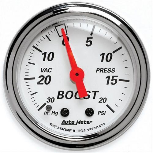 Autometer 1372 arctic white mechanical boost/vacuum gauge 2 1/16&#034; dia white face