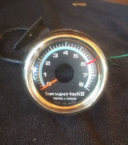 Vintage sun super tach tachometer sst-802 8000 rpm blue line with chrome cup