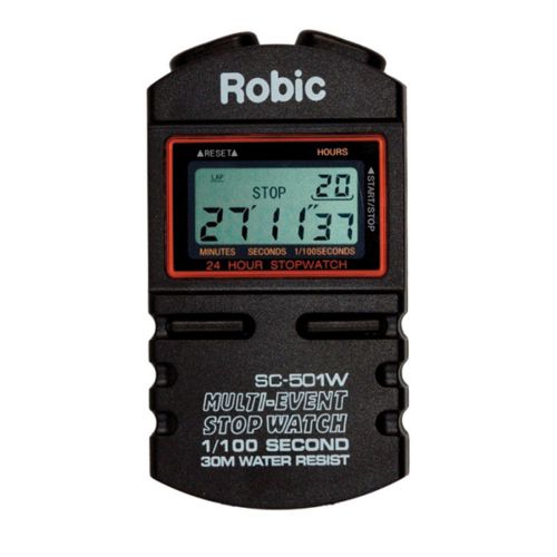 Robic multi-mode stopwatch p/n sc-501w interval lap accumulated split timing