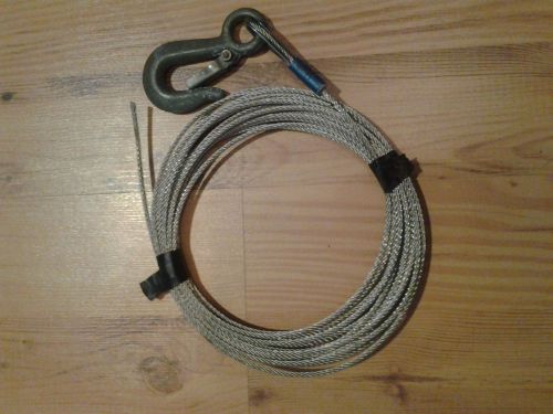 Stainless steel 1/8&#034; winch cable with hook  62 ft