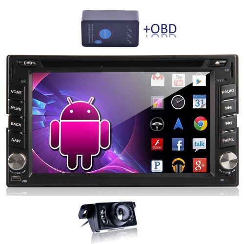 Android 4.4 2din car dvd navigation obd2 stereo radio gps wifi 3g ipod bt+camera