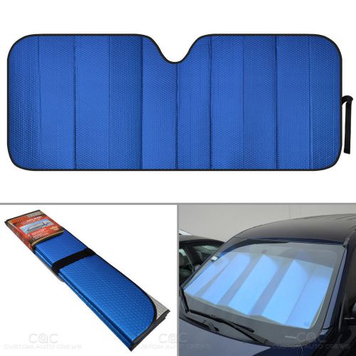 Foldable jumbo car window cover sun shade auto visor - blue foil relfective