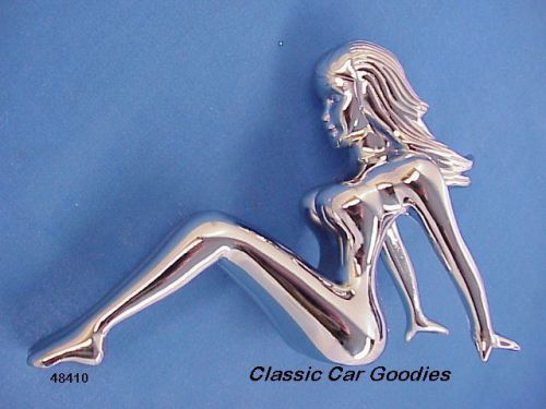Nude lady (1) gas tank fender ornament show chrome naked