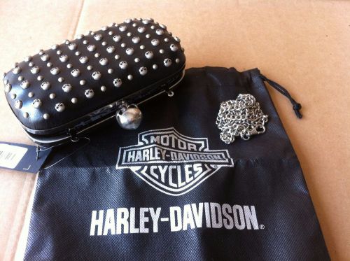 Harley davidson new women&#039;s skull catcher minaudiere willie g studded hdwba10169