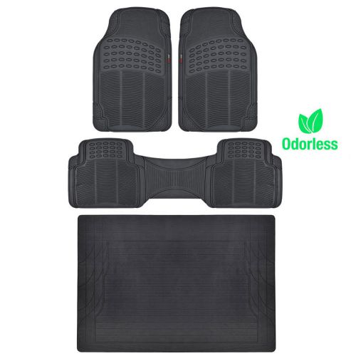 4pc heavy duty rubber floor mat full set black all weather mats liner bpa free