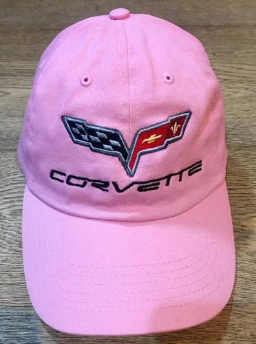 Pink chevrolet c7 corvette emblem logo hat cap embroidered adjustable cotton