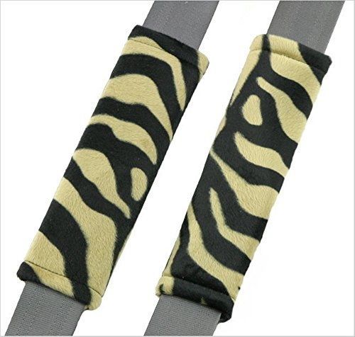 La auto gear tiger print soft plush seat belt pads strap cover - one pair