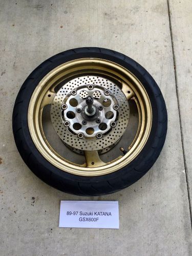 Oem 1988 - 1997 suzuki gsx 600 f katana front wheel w/ rotors rim tire assembly
