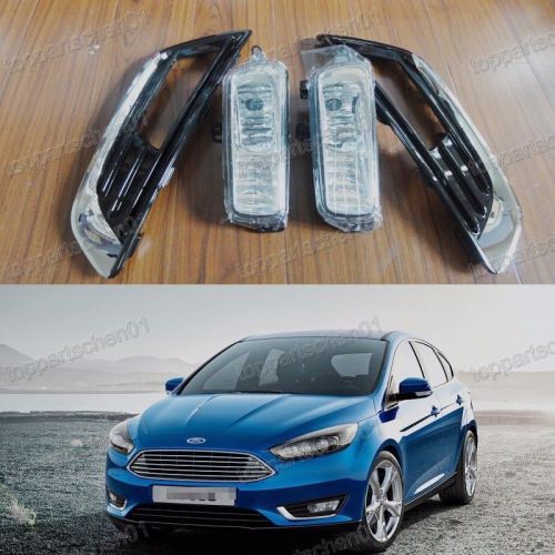 Oem clear front bumper fog lights driving lamps+bezels kits for ford focus 2015