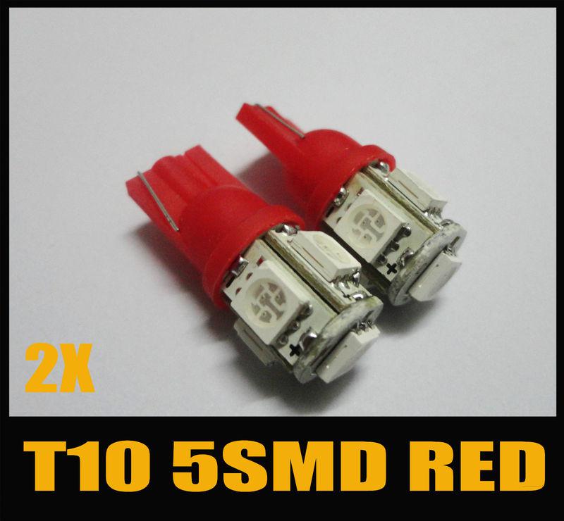 A pair of red 5-smd led t10 927 928 939 168 194 192 447 dome lights #hf11