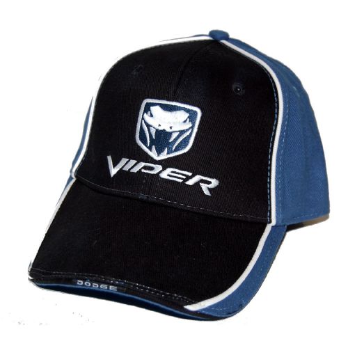 Dodge viper black / blue hat cap snake logo shipped in a box