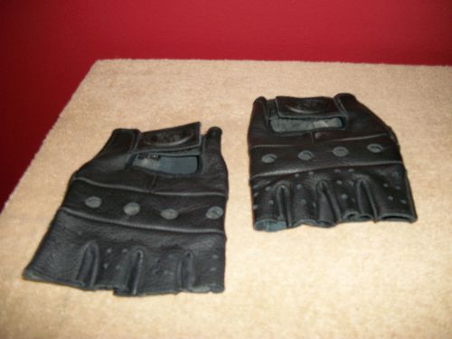 River road leather motorcycle gloves - fingerless - black - sz m - euc! on sale!