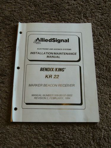 King bendix kr 22 maintenance service manual marker beacon receiver installation