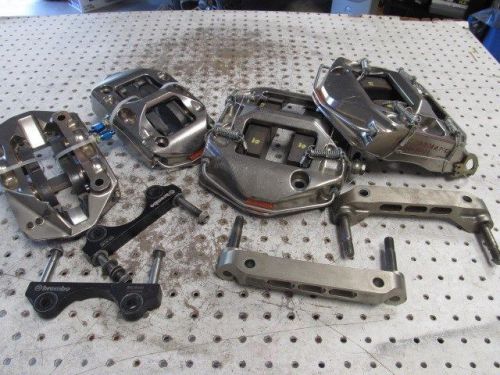 Nascar pfc 4 piston front / rear calipers with pads mounts front return spring