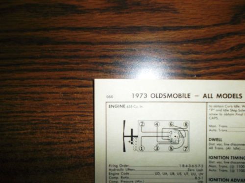 1973 oldsmobile eight series all models 250-270hp 455 ci v8 4bbl tune up chart