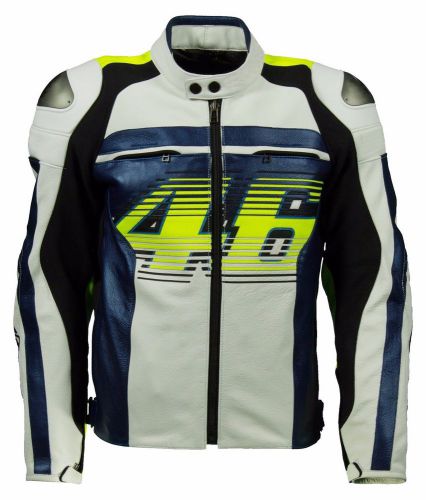 Vr46 white leather motorcycle jacket, valentino rossi leather jacket