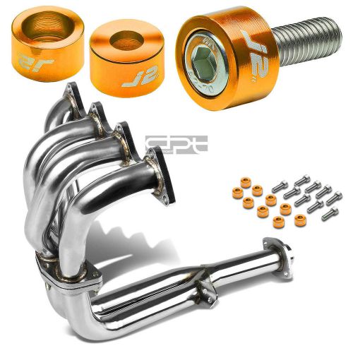 J2 for 90-91 da/db b18 exhaust manifold 4-2-1 header+gold washer cup bolts