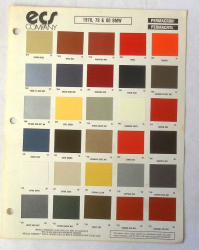 1978 - 1980 bmw ecs  color paint chip chart all models original