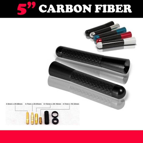New 5&#034; black universal aluminum carbon fiber short radio #cf9 antenna screw car