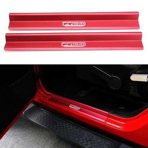 Red aluminum door sill cover scuff plate entry guards fit jeep wrangler jk 2door