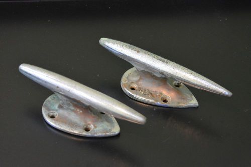 Pair of chrome over bronze torpedo teardrop classic boat cleats