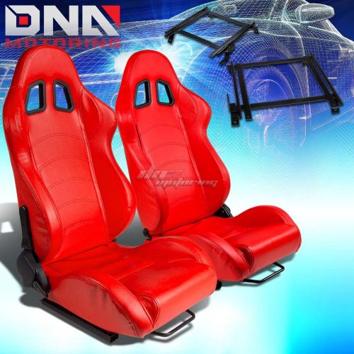 For 02-06 acura rsx dc5 k20 bracket+type-1 red pvc racing seat reclinable x2