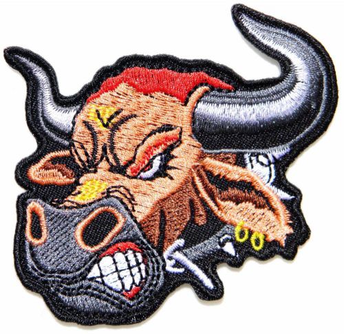 Red bull bison lady rider biker rock patch iron on jacket t shirt vest suit cap