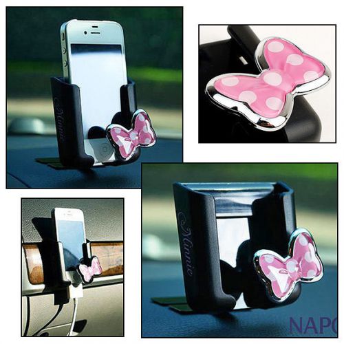 Smartphone cell phone holder for car vehicle / adhesive support / minnie mouse