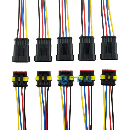 5 kit 4 pin way car truck waterproof electrical connector plug with wire awg hid
