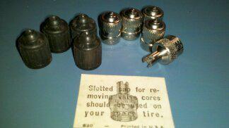 Vintage truck  valve stem caps & core removal tool 