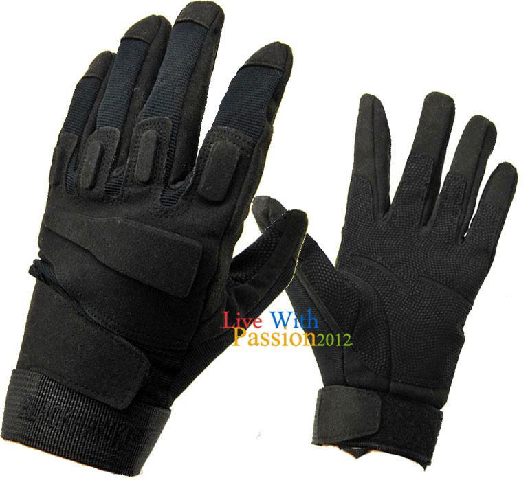 Hwak black military tactical airsoft hunting riding game gloves size l cycling