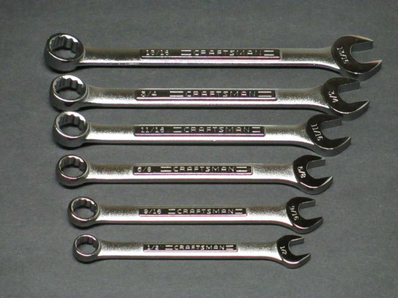 Made in usa craftsman sae inch combination wrench set of 6: 1/2 - 13/16" 12 pt
