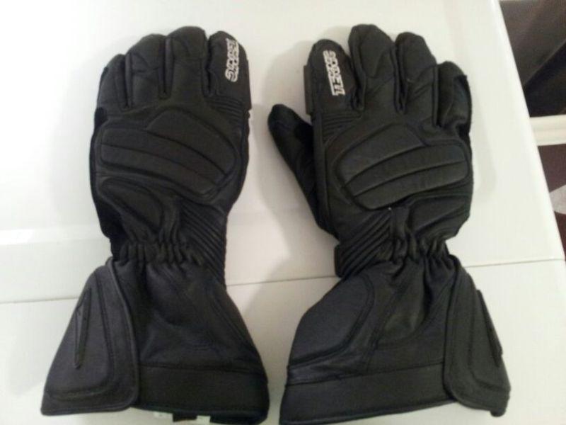 Teknic cold weather winter riding motorcycle gloves black leather size xl