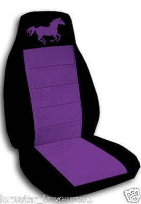 2 cool running horse car seat covers velour black & purple 