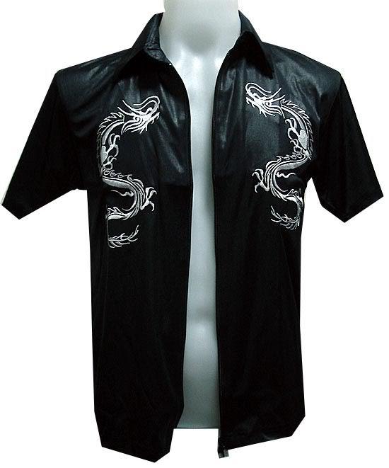 Rare punk rock tribal dragon embroider tattoo biker rock black shirt men's sz xl