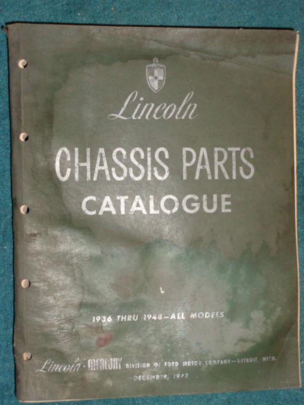 1936-1948 lincoln chassis parts catalog / original parts book 37 38 39 40 41 42+