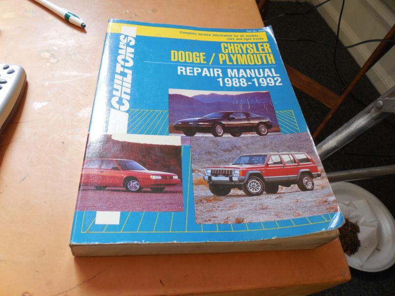 1988-1992 chrysler,dodge,plymouth repair manual,chiltons 1989 1990 1991 jeep,