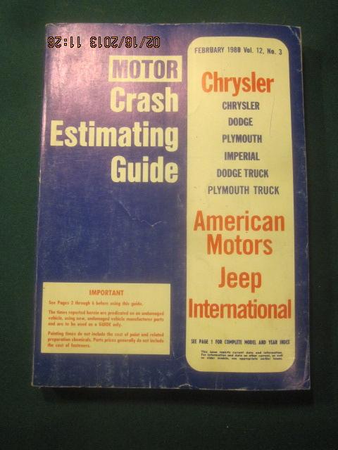 Motor crash estimating guide chrysler amc jeep includes 1975 road runner 1980
