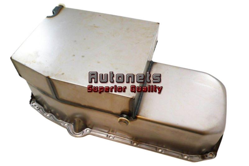 Sbc chevy claimer style steel oil pan raw 8 qts 58-86 chevy v8 283-350 hot rod