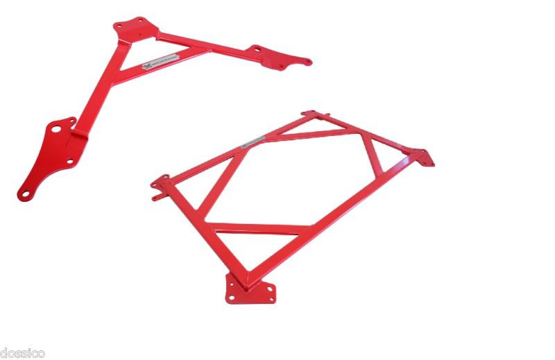 Megan red front+middle h-brackets​/brace support bar fits: lexus is300 01-05