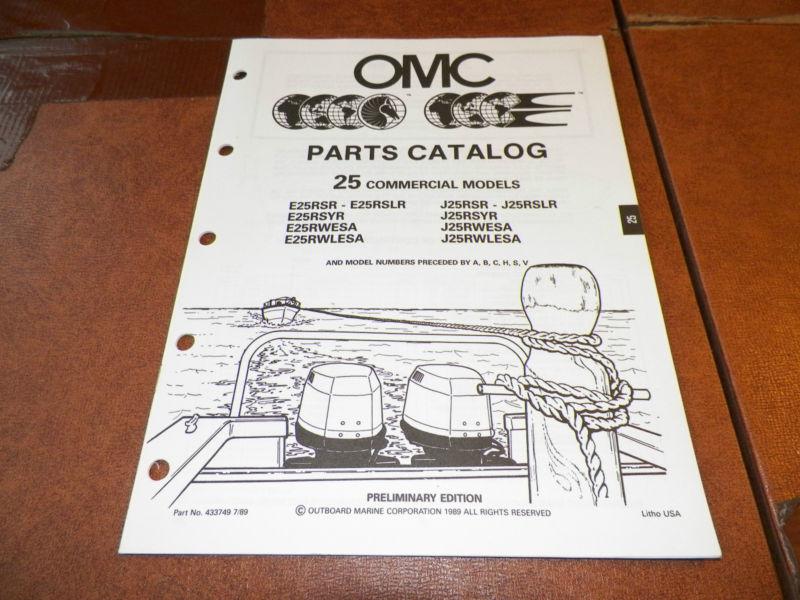 1990 omc johnson & evinrude 25 hp commercial outboard boat motor parts catalog