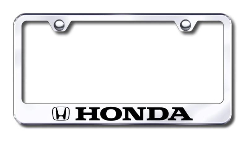 Honda  engraved chrome license plate frame -metal made in usa genuine