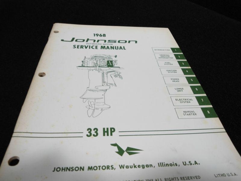 1968 service manual #jm-6807 johnson 33hp outboard boat motor engine book