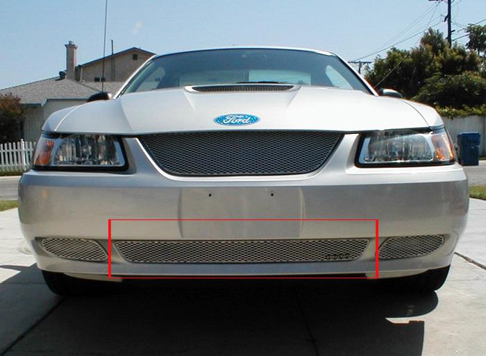 1999-2004 ford mustang grillcraft silver grille 1pc lower mx grill for5010s
