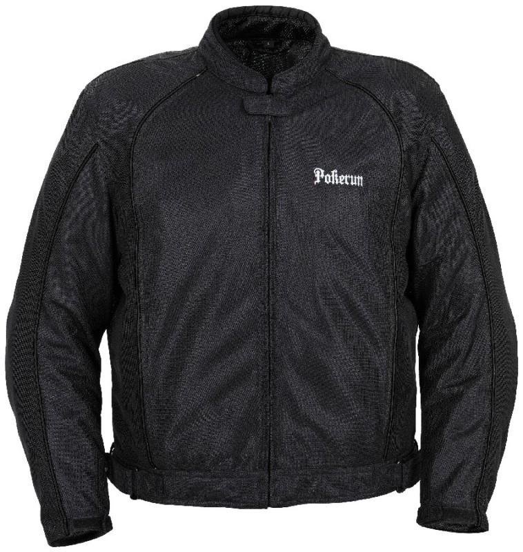 Pokerun cool cruise 2.0 mens black large mesh textile motorcycle jacket lrg lg