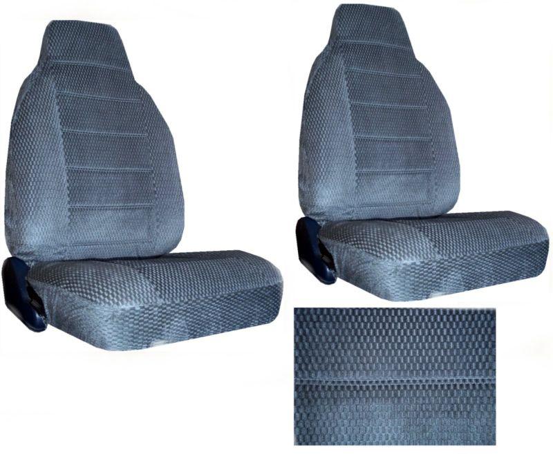 Durable scottsdale fabric 2 dark grey high back bucket car truck seat covers #7